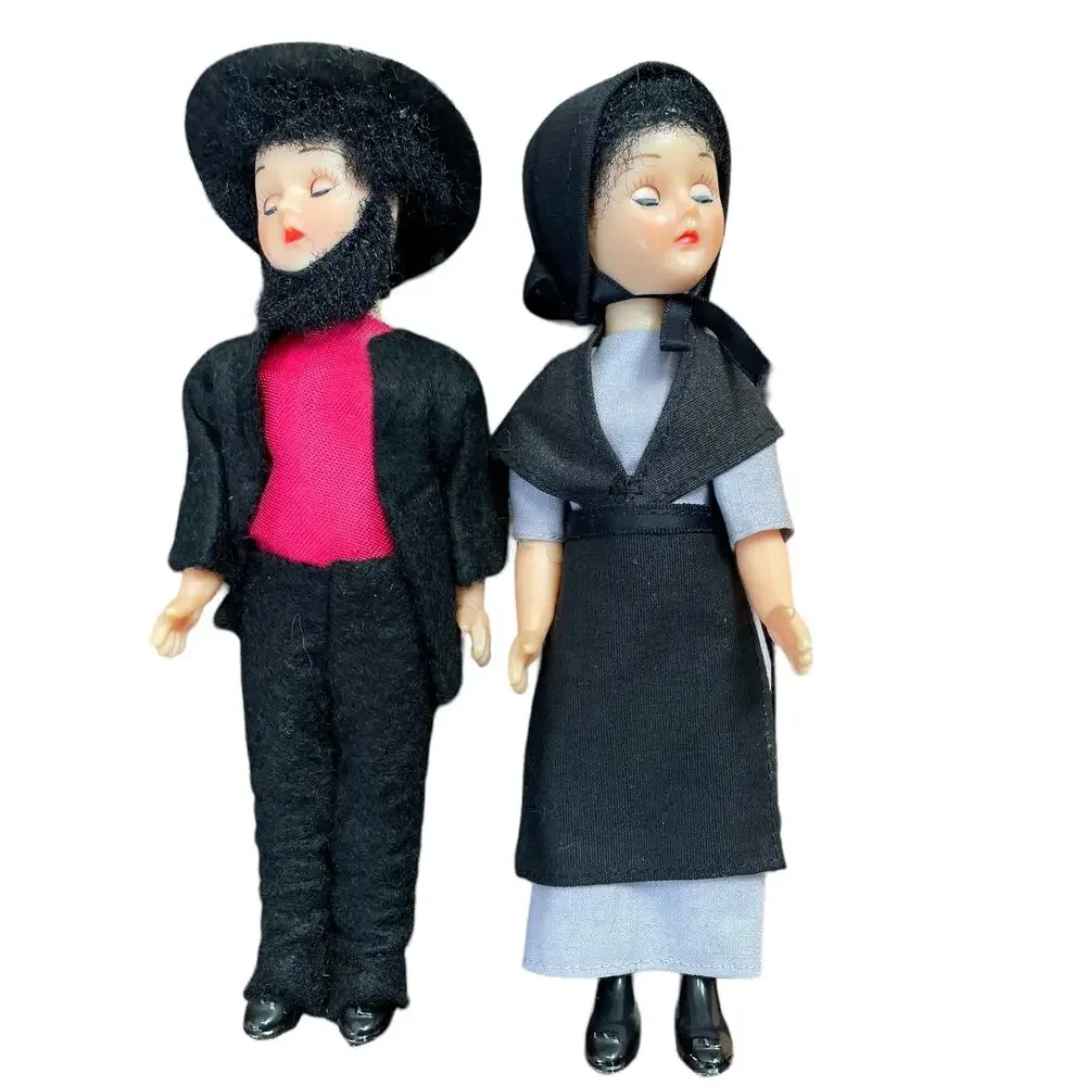 Vintage 1960s Amish Dolls Souvenir Toy Sleep Eyes String Limbs Pennsylvania READ